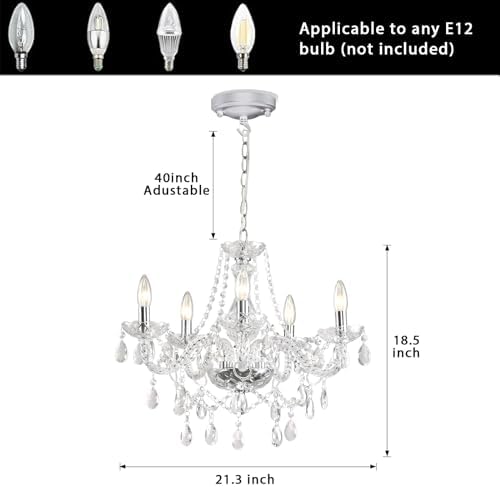 HOXIYA K9 Crystal 5-Light Chandelier Pendant Ceiling Light