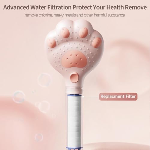 Cute Cat Paw Shower Head - 3 Spray Modes 25 GPM Pink 1