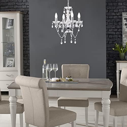 Modern Chrome Chandelier with 4 Crystal Lights