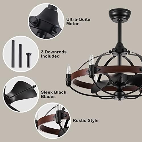 27-Inch Brown Walnut Farmhouse Ceiling Fan with Light and Remote Control