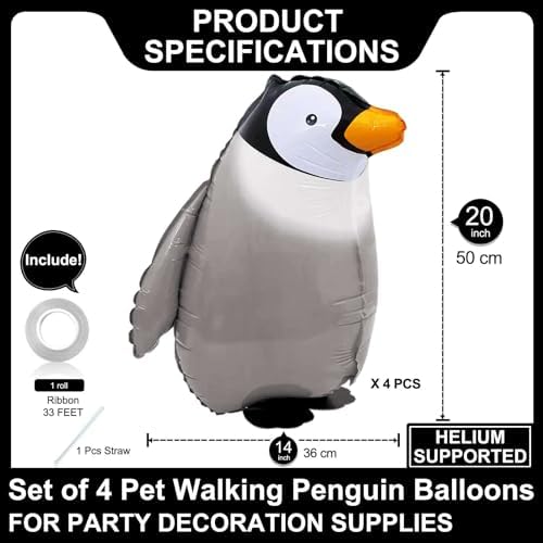 Cute Penguin Shaped Balloons for Kids Birthday Party