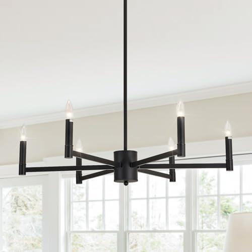 ASGYISA 6 Light Black Farmhouse Chandelier Ceiling Light