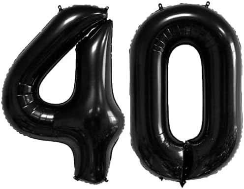 40 Inch Black Giant Number Foil Balloon for 40th Birthday Party Supplies
