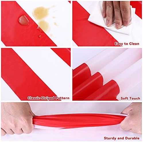 Elcoho 4 Pack 54x107 Inch Plastic Red White Stripes Carnival Circus Tablecloths