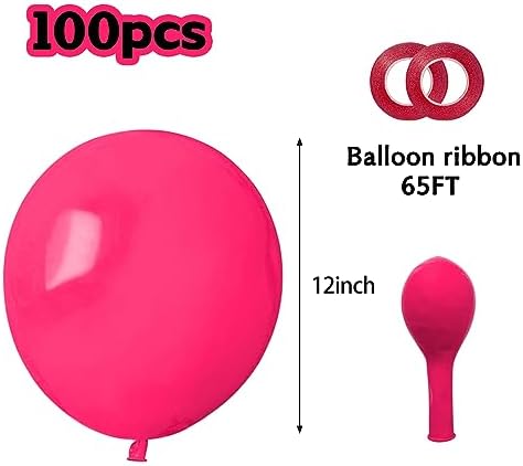 Hot Pink Balloons 100pcs 12 Inch Thicken Latex Balloons