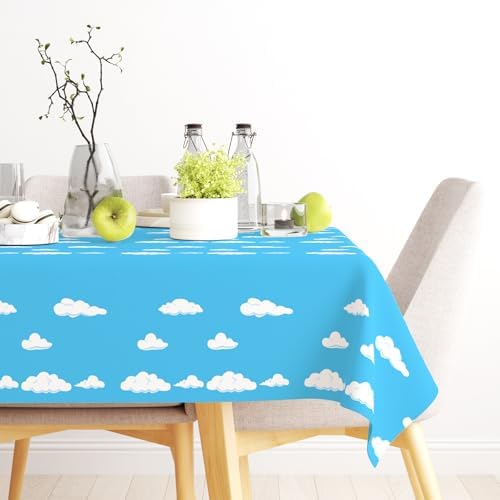 3PCS Blue Sky and White Clouds Tablecloth Birthday Decorations