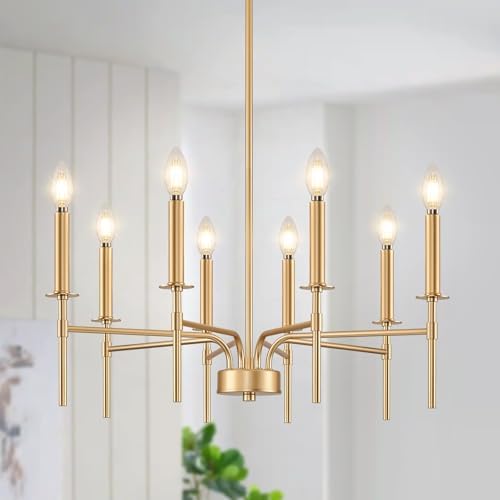 8 Light Gold Chandelier for Dining Room and Entryway