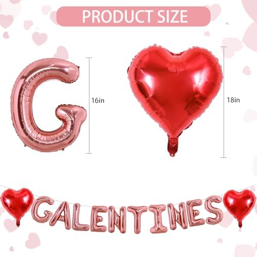 TONIFUL 16 Inch Rose Gold Galentines Letter Balloons