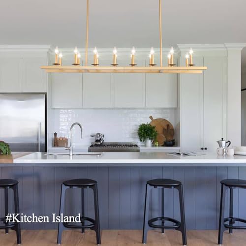 60-Inch Rustic Gold Linear Chandelier with 16 Lights