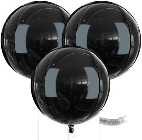 PartyWoo 3 Pack 50 Inch Round Foil Balloons with Ribbon