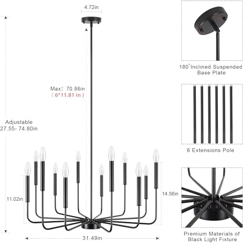 3149 Inch Black Chandeliers for Dining Room