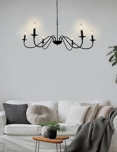 L LOHAS LED 6-Light Black Farmhouse Chandelier