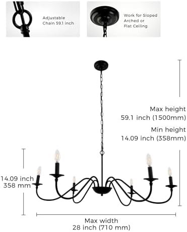 L LOHAS LED 6-Light Black Farmhouse Chandelier