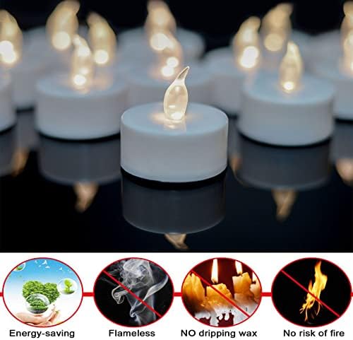 Yiwer Flameless Tea Light Candles 50 Pack Warm White LED Flickering