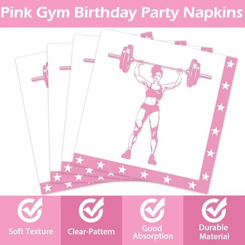 96pcs Gym Birthday Plates Barbell Decor for Girls