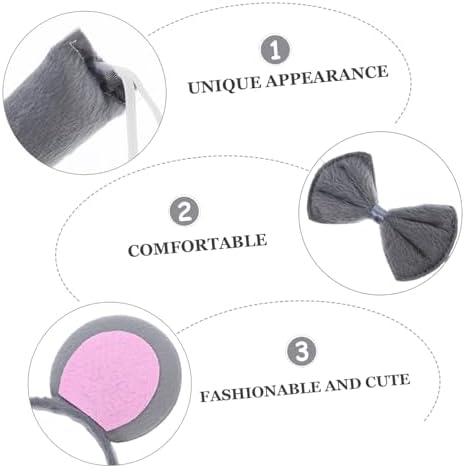 Unomor Mouse Ears Headband Set with Bowtie and Tail