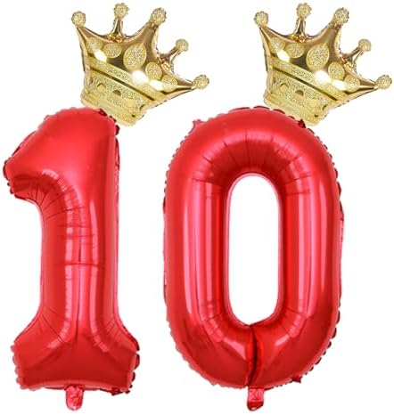40 Inch Gold Crown Number 10 Balloons Party Decor