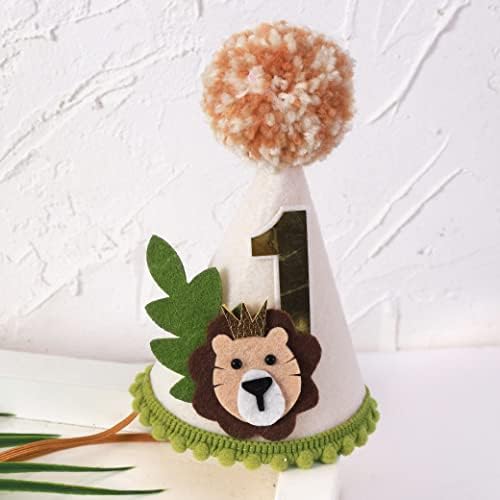 Lion First Birthday Crown for Boys - Jungle Safari Party Hat