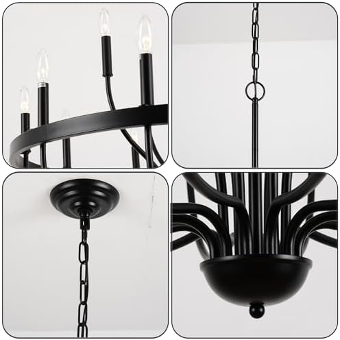 Black 15-Light Industrial Candle Chandelier