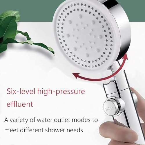 6 Function Silver Shower Head with Handheld and High Pressure