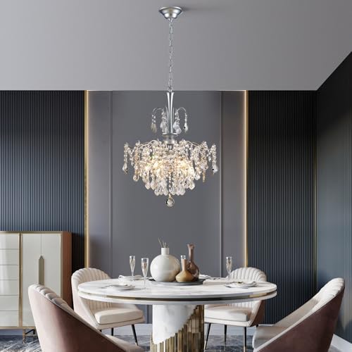 Modern Crystal Chandelier with Chrome Finish