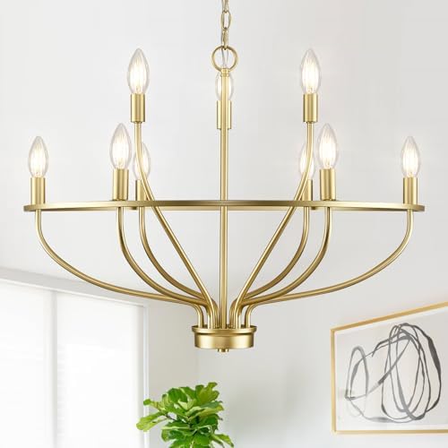 9-light Gold Chandelier Vintage Candle Fixture