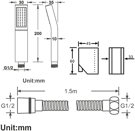 UWEREBFM Handheld Shower Head Set with 15M Hose
