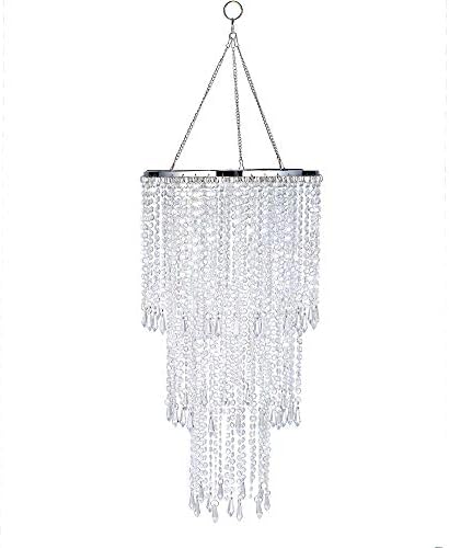 FlavorThings Modern Chrome Beaded Chandelier 3 Tiers