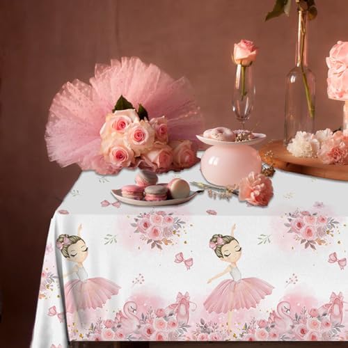 Pink Ballerina Tablecloths 3 pcs Birthday Decor