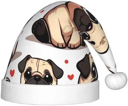 Augenstern Christmas Hat Pug Hearts Santa Hat for Kids