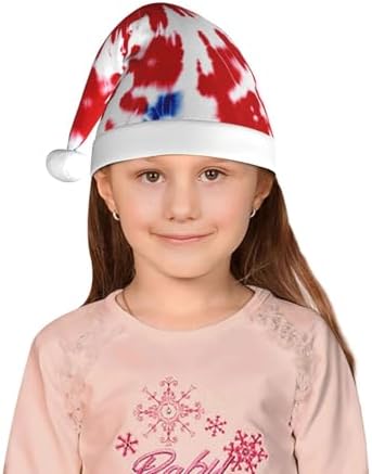 Augenstern Christmas Hat Blue Red Tie Dye Pattern Santa Hat Unisex