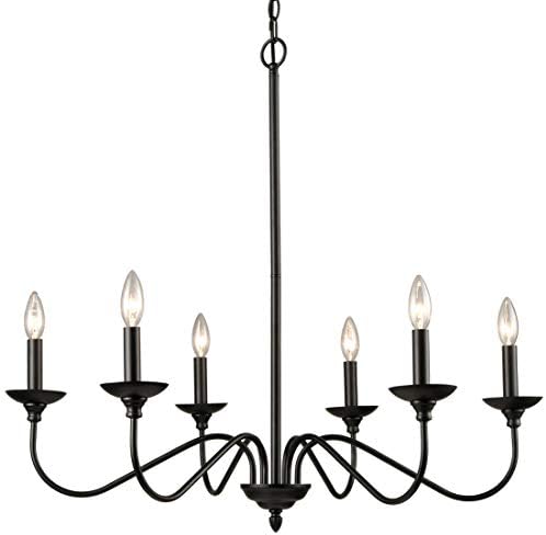 Modern Farmhouse Black Chandelier 6 Light Chain Design
