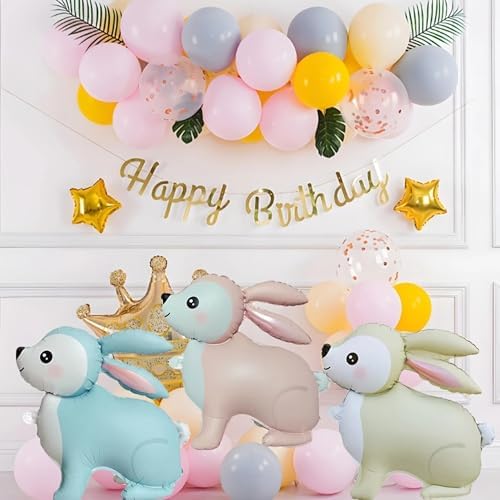 Pink Bunny Foil Balloons 2Pcs Jungle Themed Decorations