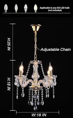 Small Gold Crystal Chandeliers 4 Lights Modern Mini Chandelier