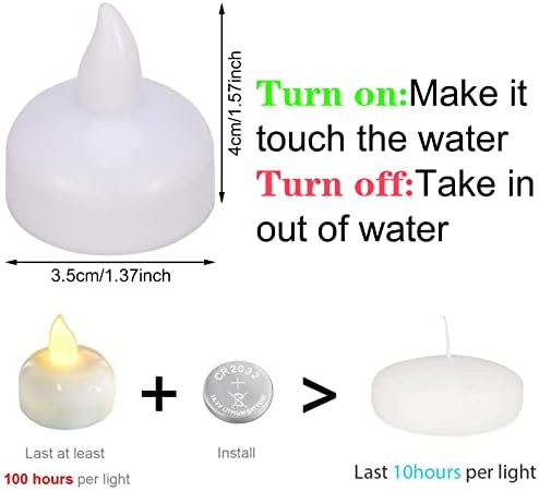 12 Pack Waterproof Flameless Floating Tealights with Batteries
