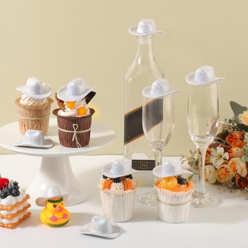 Sotiff 12 Pcs Mini Disco Cowboy Hats Party Decor Set