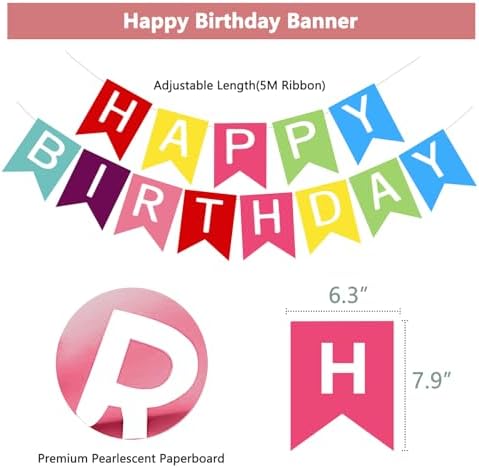 Rainbow Birthday Decorations for Kids Girls Women