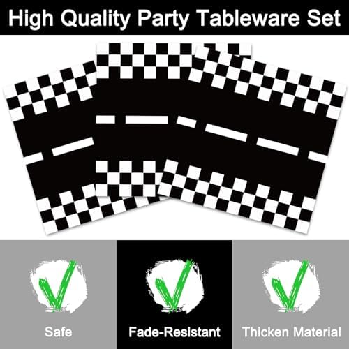 96 Pcs Race Car Party Plates Napkins Set for Kids Birthday
