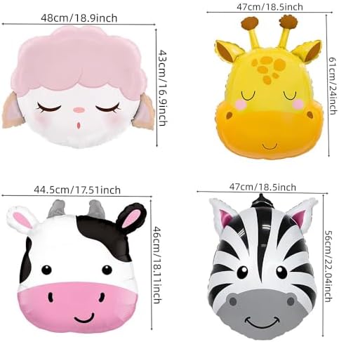 9pcs Farm Animal Foil Balloons for Parties