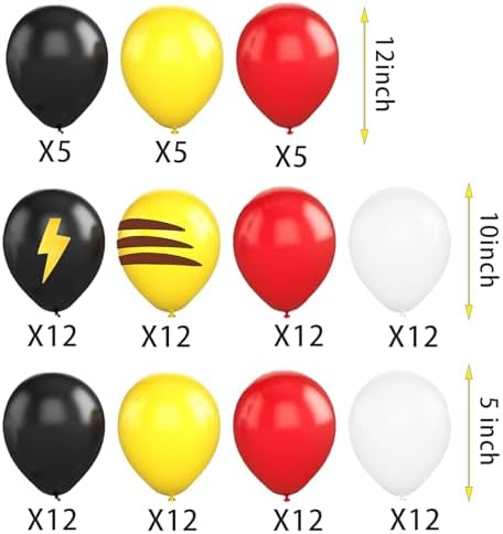 120PCS Birthday Balloons Set Black Red Yellow White