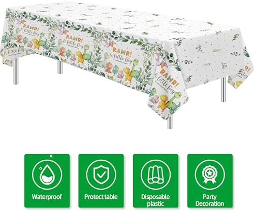 Dinosaur Baby Boy Shower Tablecloth 3 Pack