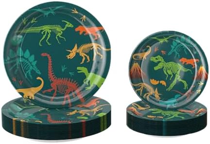 ZIRICHER Dinosaur Party Tableware Set for Kids Boy Serve 24