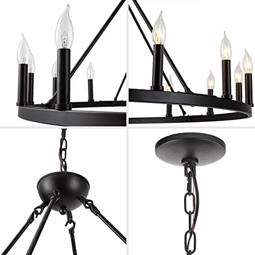 16 Light Black Wagon Wheel Chandelier Large Farmhouse Light Fixture