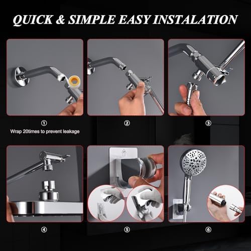 14 Inch Rainfall Shower Head with 8 Handheld Spray and Power Wash