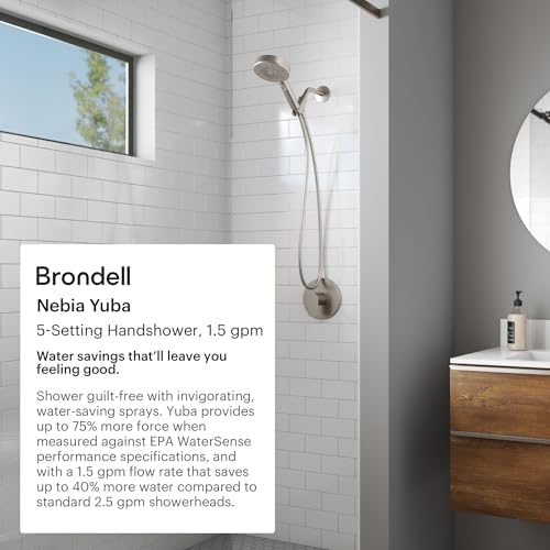 Brondell Yuba Handheld Shower Head with 5 Settings and Matte Black Finish