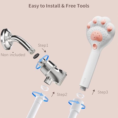 Cute Cat Paw Shower Head - 3 Spray Modes 25 GPM White