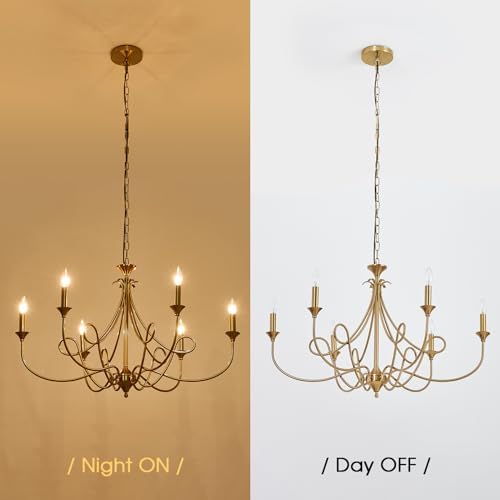6-Light Modern Chandelier with Brass Finish
