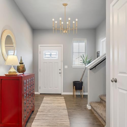 8 Light Gold Chandelier for Dining Room and Entryway