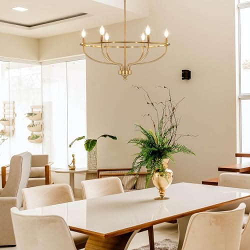 Gold Chandelier for Dining Room 6 Light