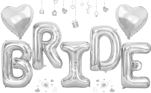 40 Inch Silver BRIDE Letter Balloons Set